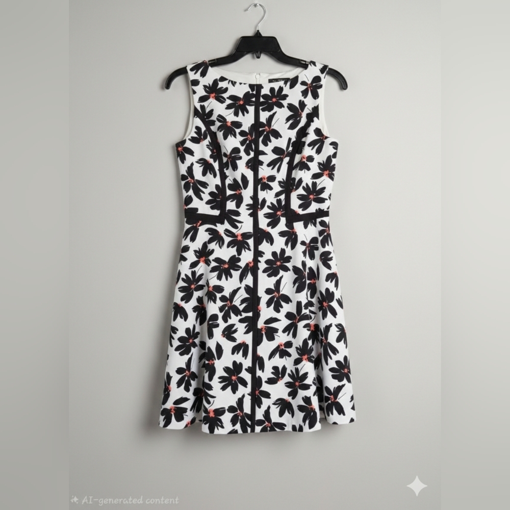 London Times Black and White Floral Mini Dress